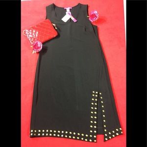 🌷New PriceCut🌷NWTBlack midi-left slit metal dots